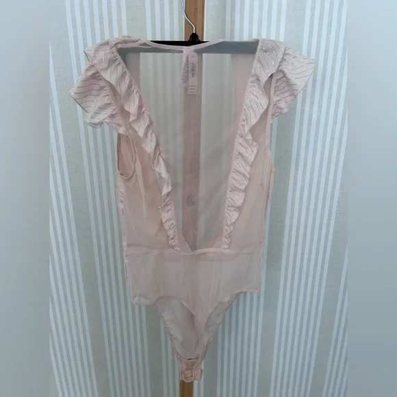 Victoria’s Secret Teddy Bodysuit Pink w/ Gold Metallic Stripe Size Large NWT - Picture 7 of 10